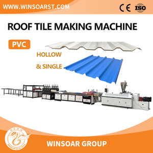 China Winsoar PVC Resin / ASA Hollow Corrugated Roof Tile / Single Layer Glazed Roofing Tile Board Sheet / Panel Profile Making Extrusion Extruder Machine