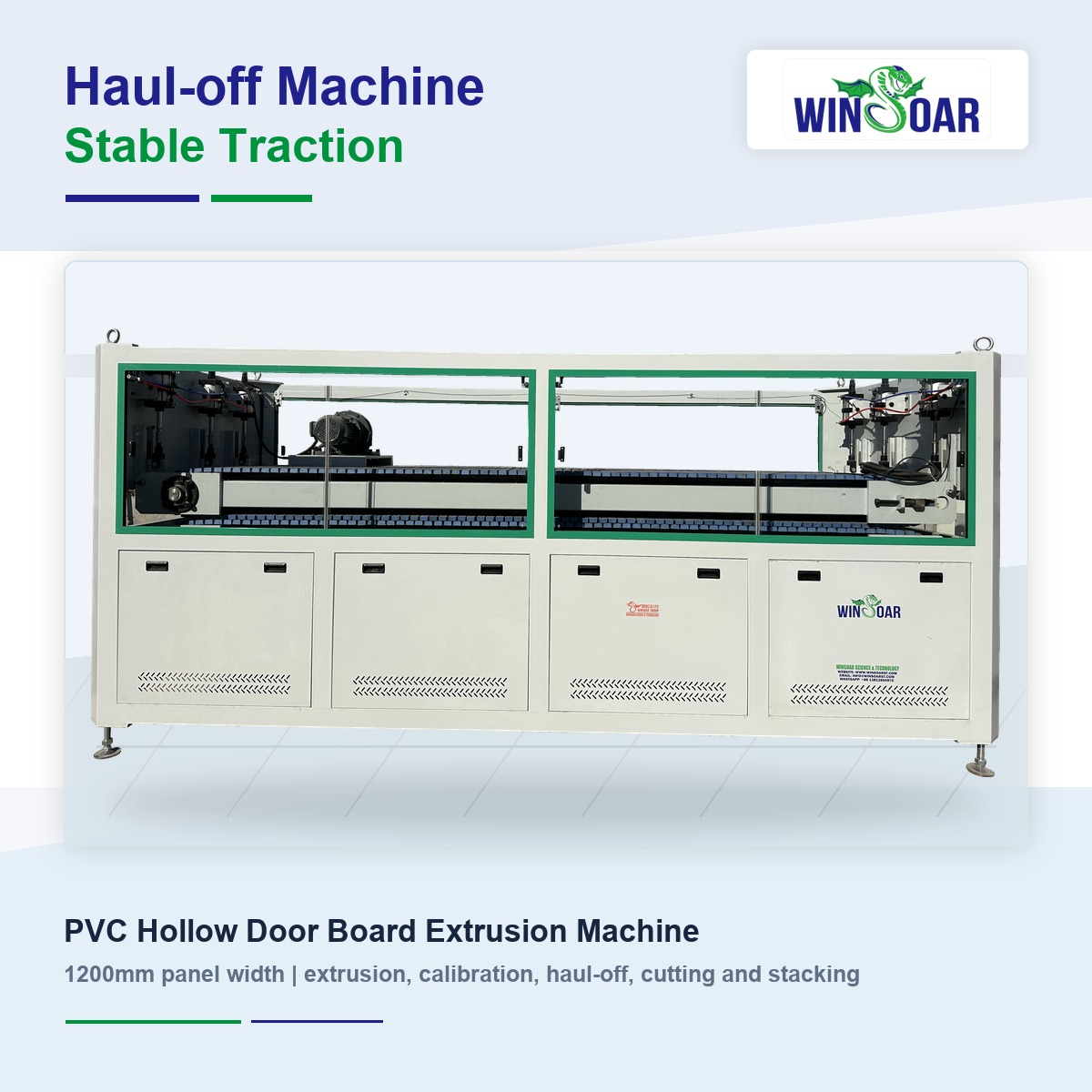 Haul-off machine for PVC hollow door panel production