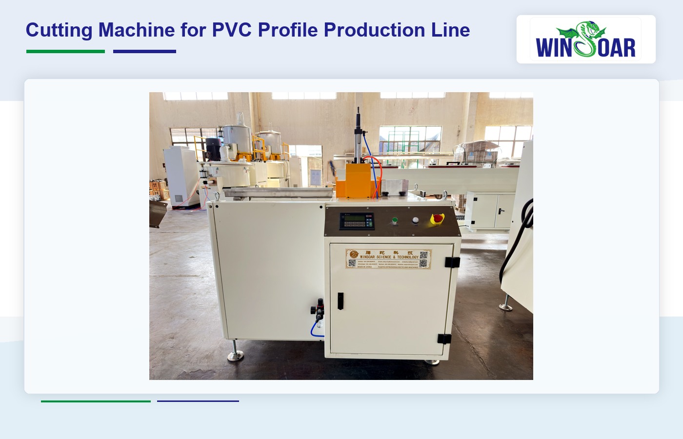 Cutting machine for PVC profile production