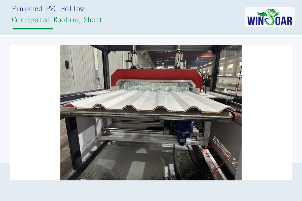 Finished PVC hollow corrugated roofing sheet produced by the extrusion line