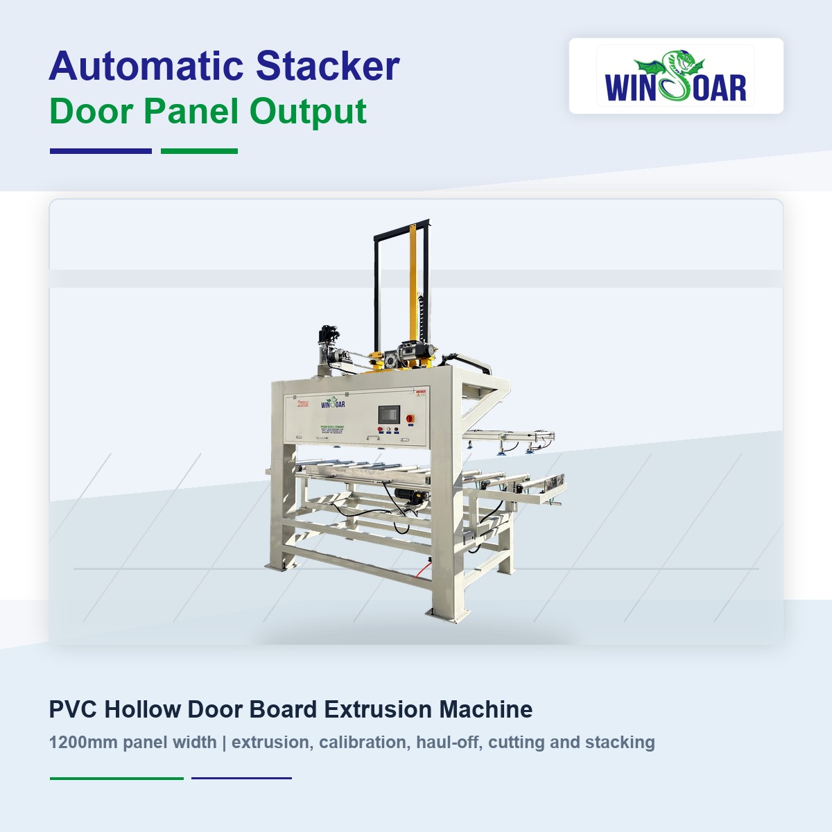 Automatic stacker for PVC hollow door panel output