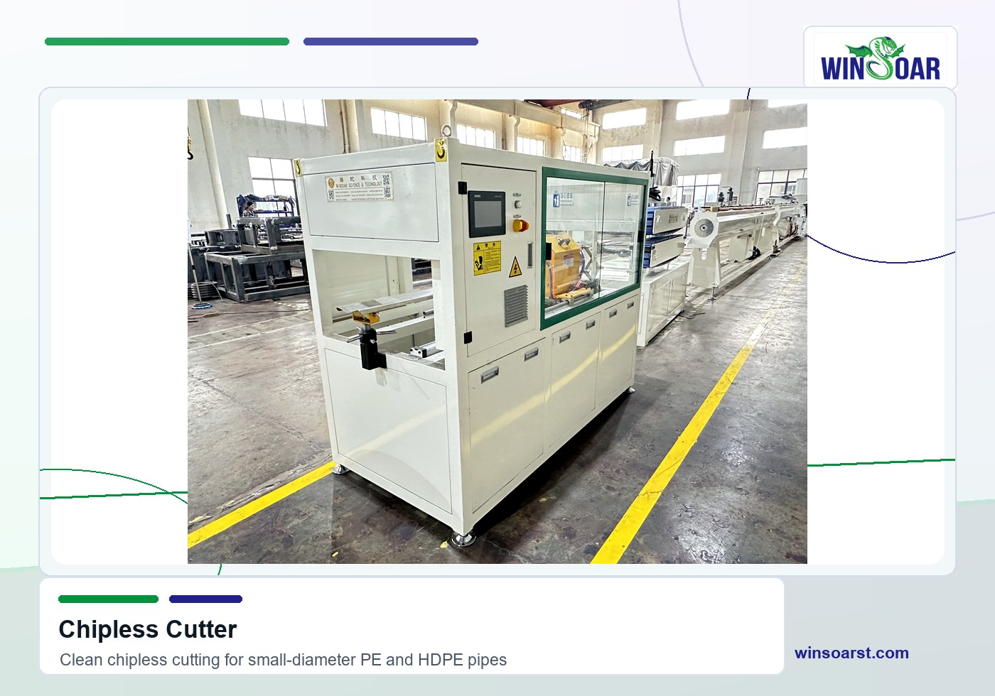 Chipless cutter for 16-63mm PE pipe production line
