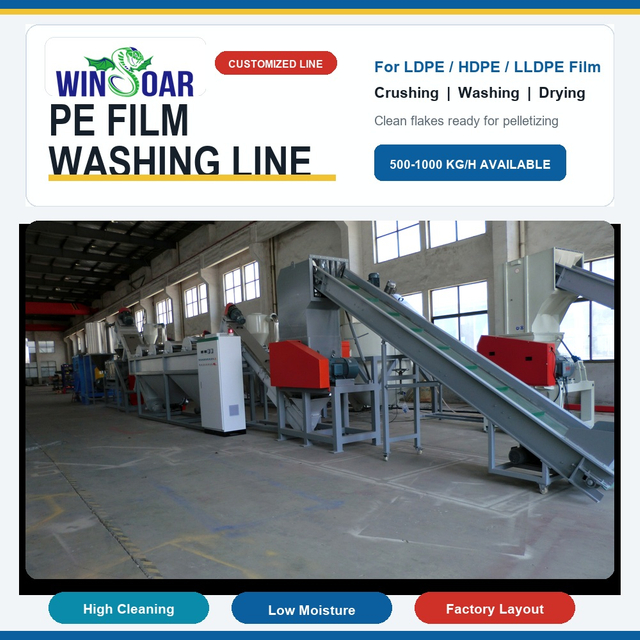 Plastic PP PE Film Shredding Washing Drying Pelletizing Recycling Line
