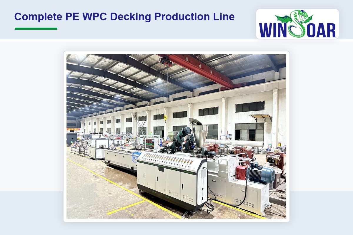Complete PE WPC decking production line for wood plastic composite profiles