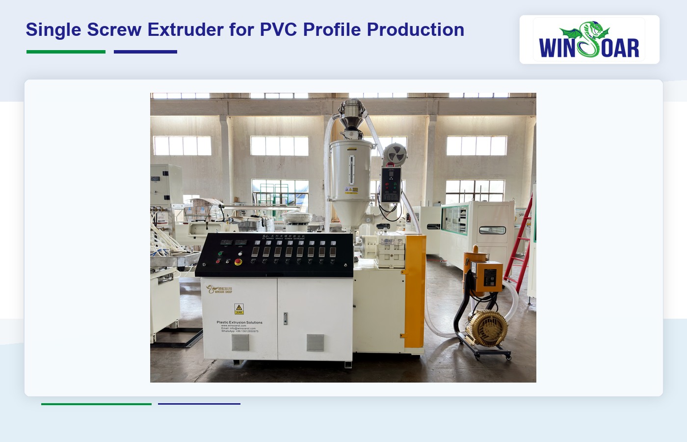 Single screw extruder for PVC profile production