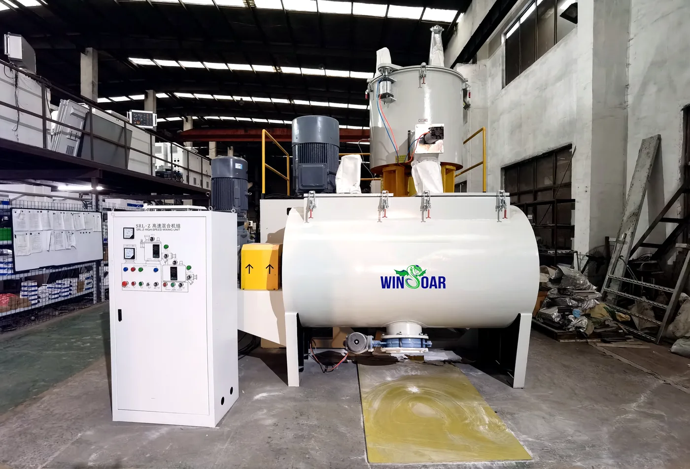 Horizontal PVC material mixer for 200-450mm PVC pipe production line