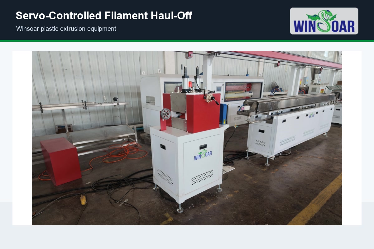 Servo-controlled haul-off machine for synchronized 3D printer filament traction