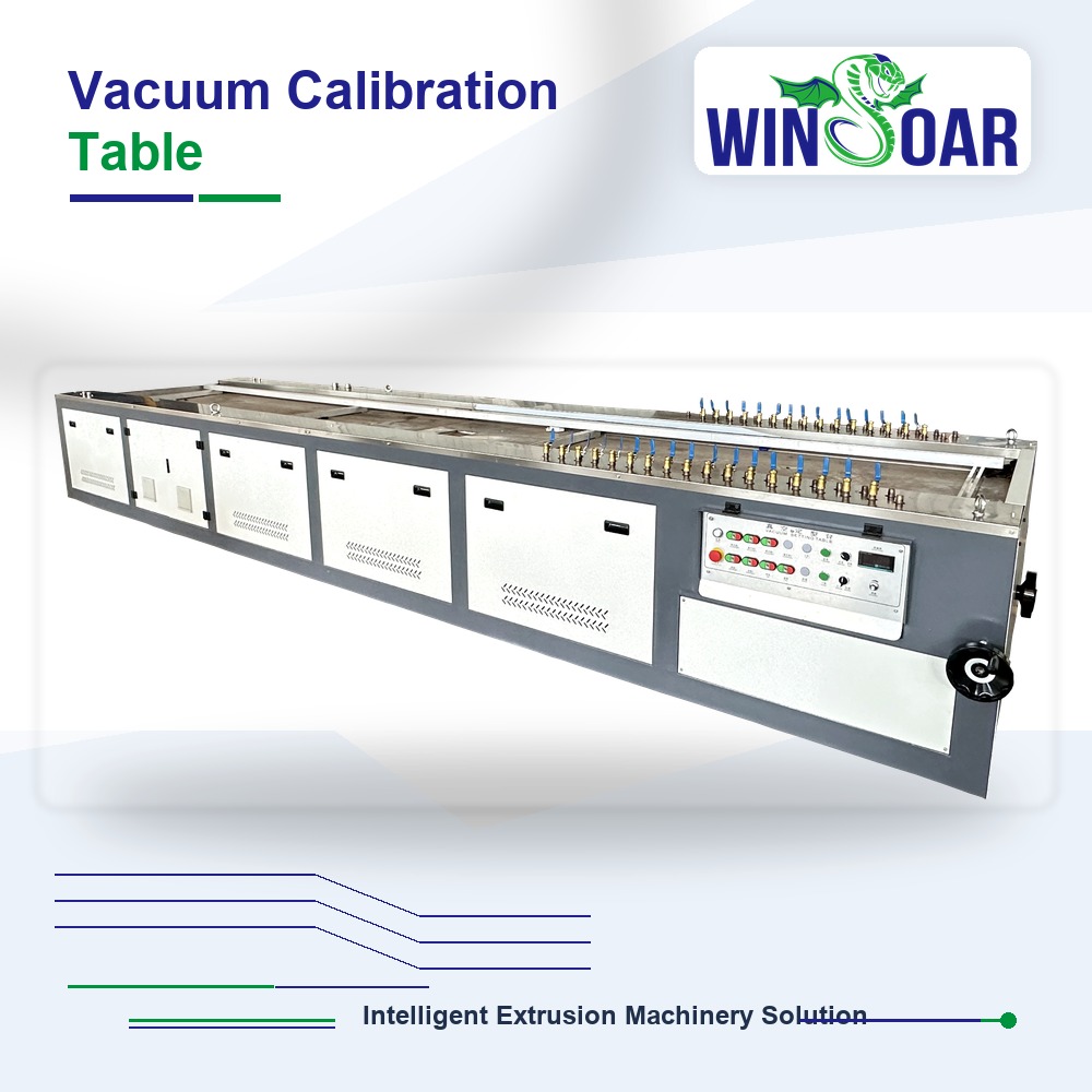 Vacuum calibration table for PVC profile extrusion line
